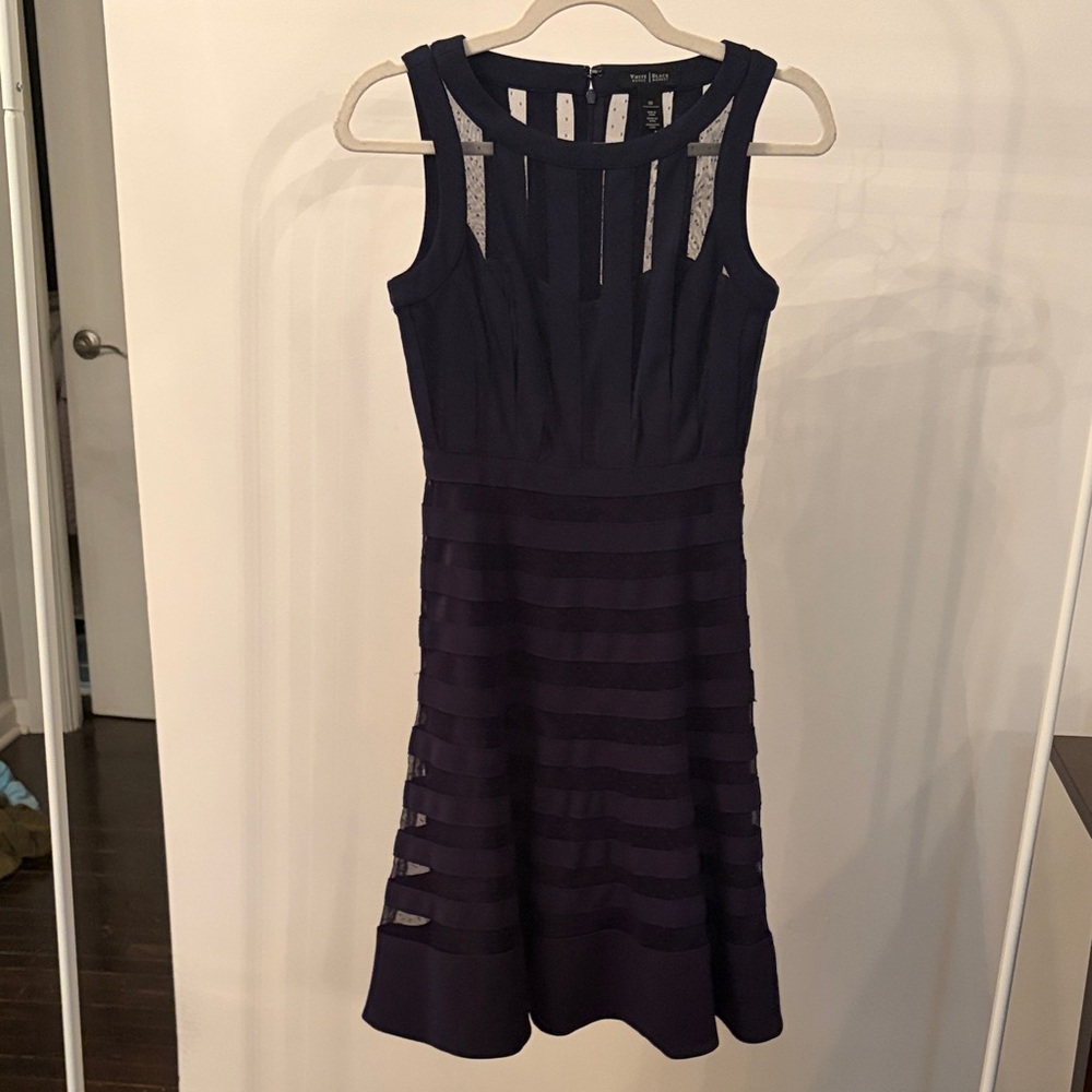 White House Black Market Navy Fit & Flare Dress Panel / Size 00 / Fits 2
